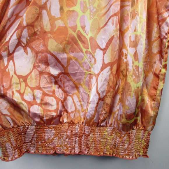 Unique Spectrum Stretch Halter Top Blouse Women L Orange Y2K Satin Bratz 100 - Picture 6 of 9